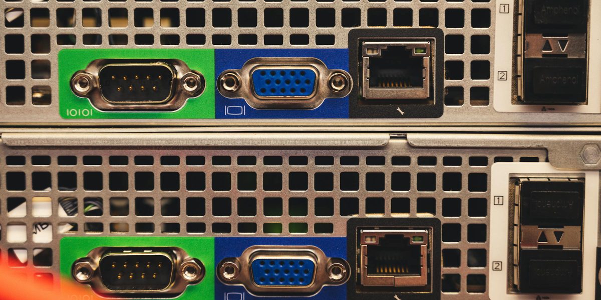 Detailed view of Ethernet and VGA ports on a server highlighting connectivity features.
